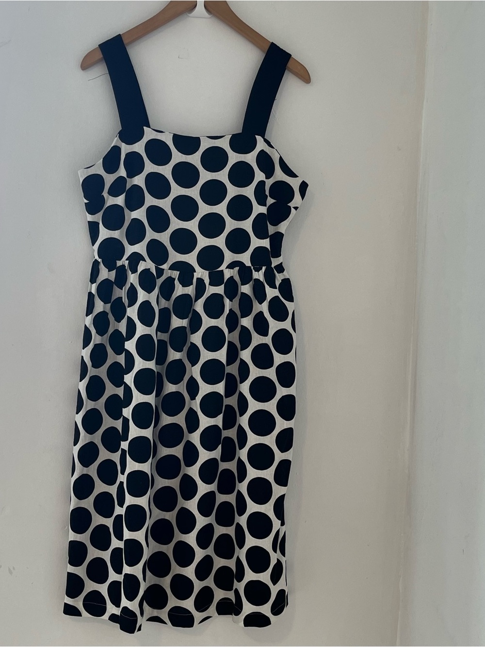 Who What Wear linen Blend Black and White Polka Dot Midi Dress